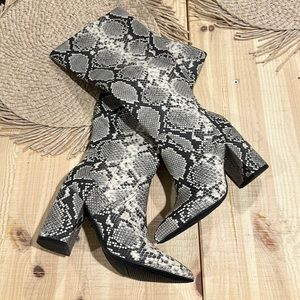 Snakeskin tall boots